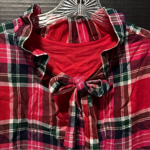 Crown & Ivy Red Black Plaid Holiday Event Pajamas PJs Size L - Picture 6 of 8